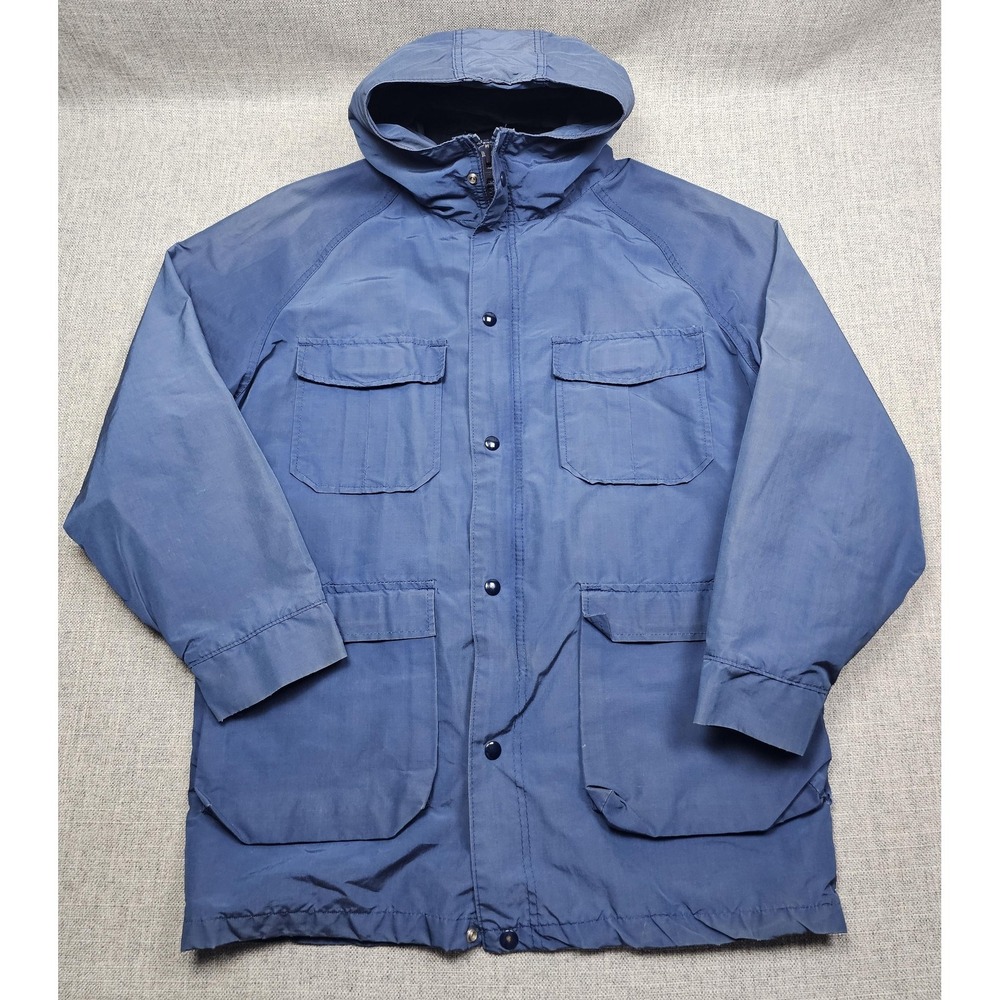 Vintage L.L. Bean Jacket Mens Large Blue Nylon Hooded‎ Parka Pockets Outdoor